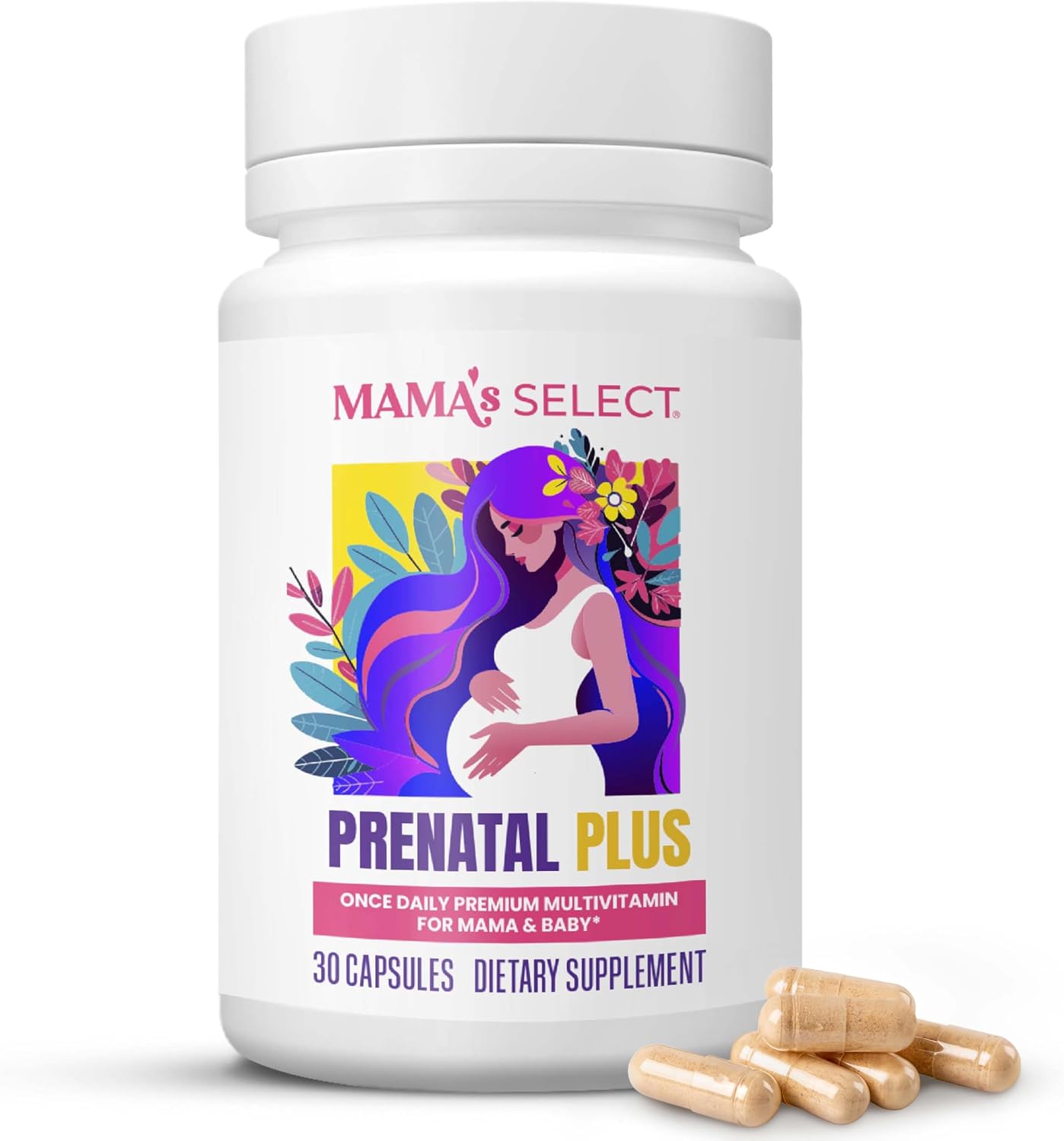 Mama's Select Prenatal Vitamins for Women – Allergen-Free, MTHFR Friendly, Methylated Folate & B Vitamins, Easy to Digest, Supports Maternal & Foetal Health, Once Daily, Vegan, No Biotin - görsel 1