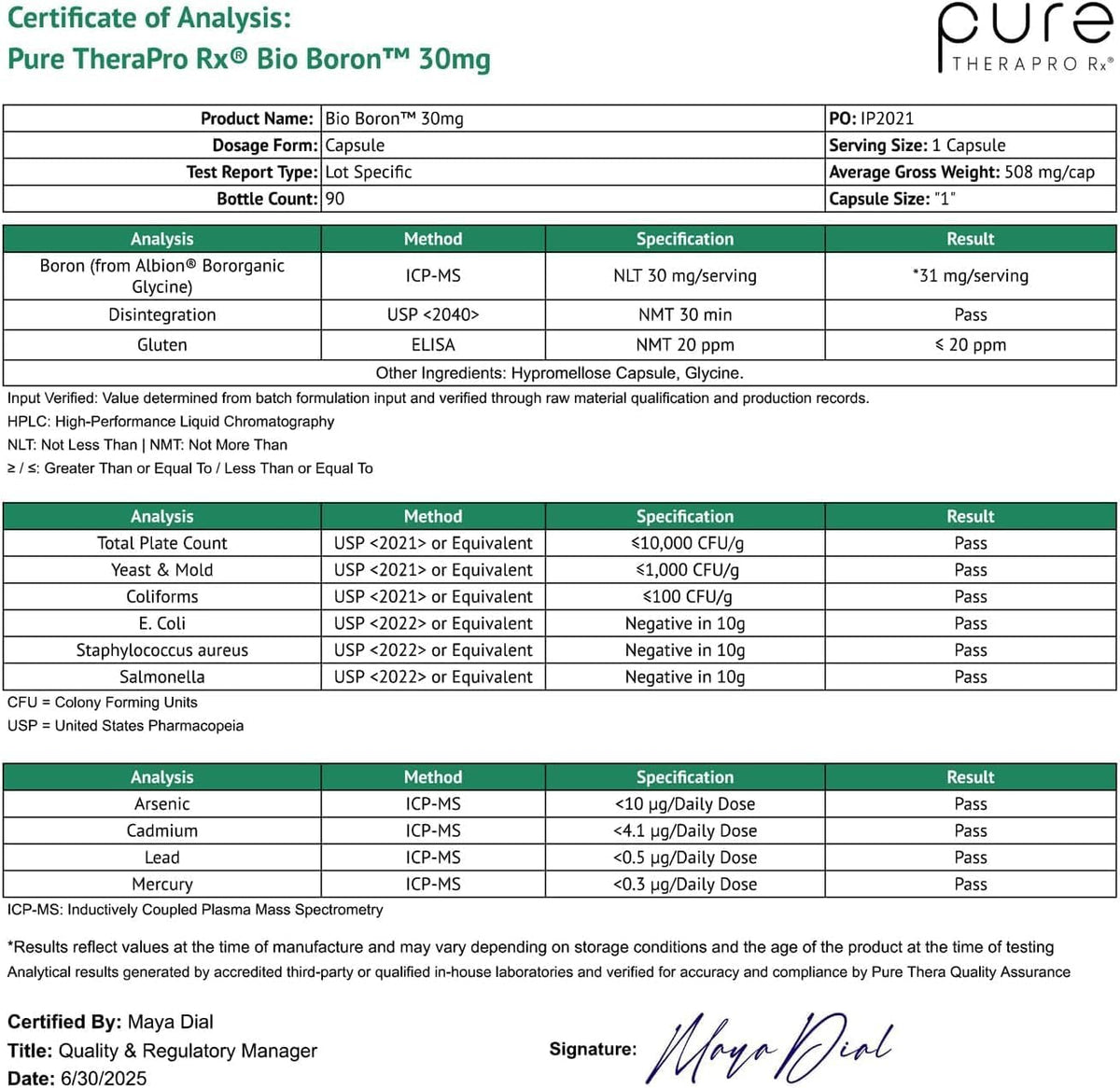 Pure TheraPro Rx Bio Boron - 30mg - 90 Capsules - Albion Bororganic Glycine Boron Supplement - görsel 9