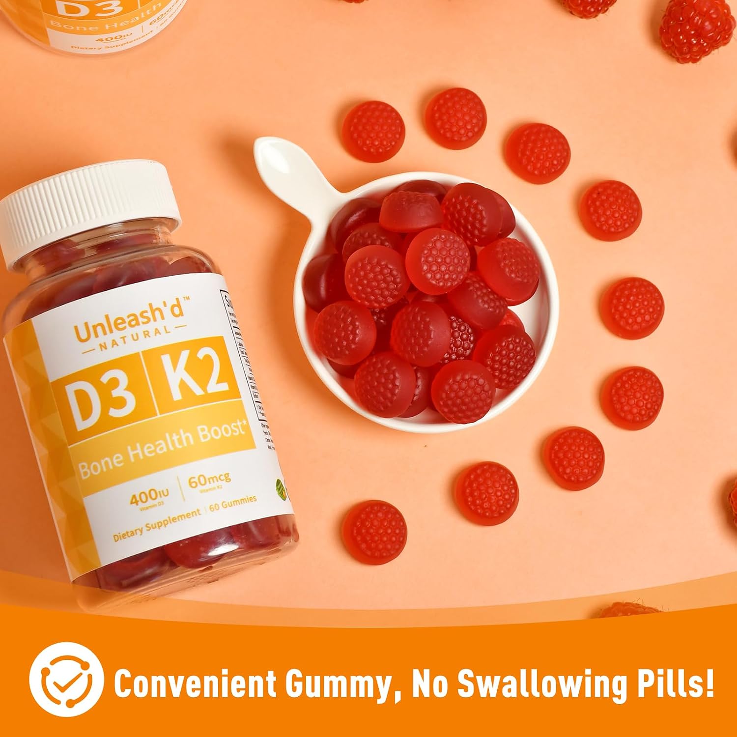 Unleash'd Vitamin D3 K2 Gummies 60 Count - görsel 6