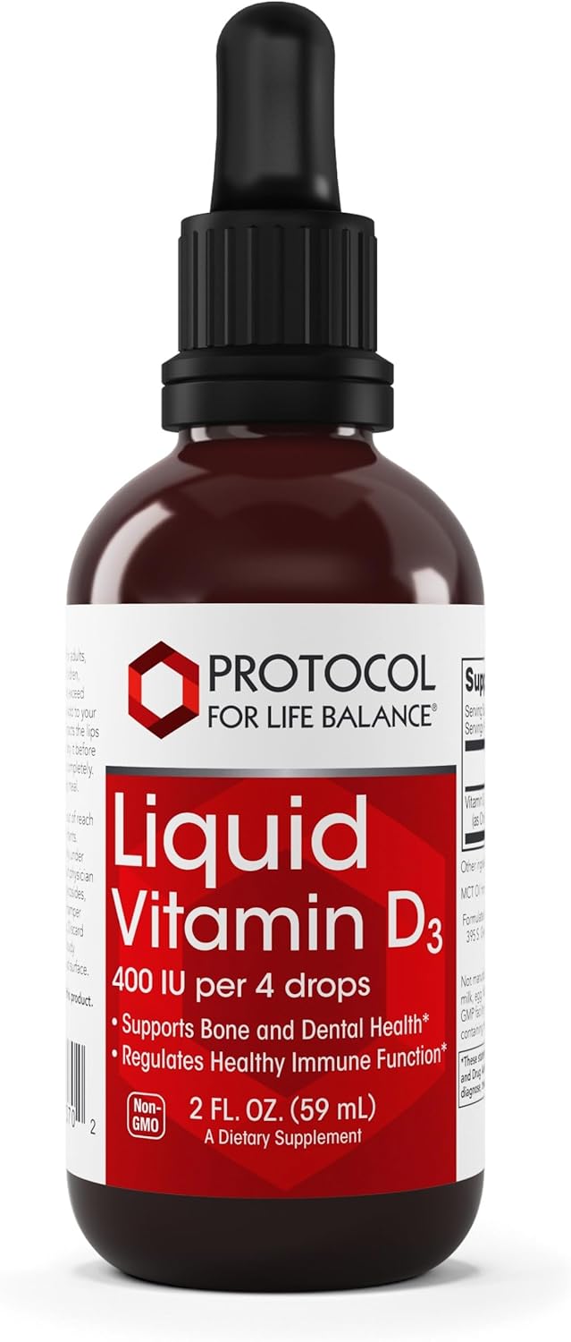 Protocol for Life Balance – Liquid Vitamin D-3 – 400 IU Drops for Bone, Dental, and Immune Support – 60 ml - görsel 1