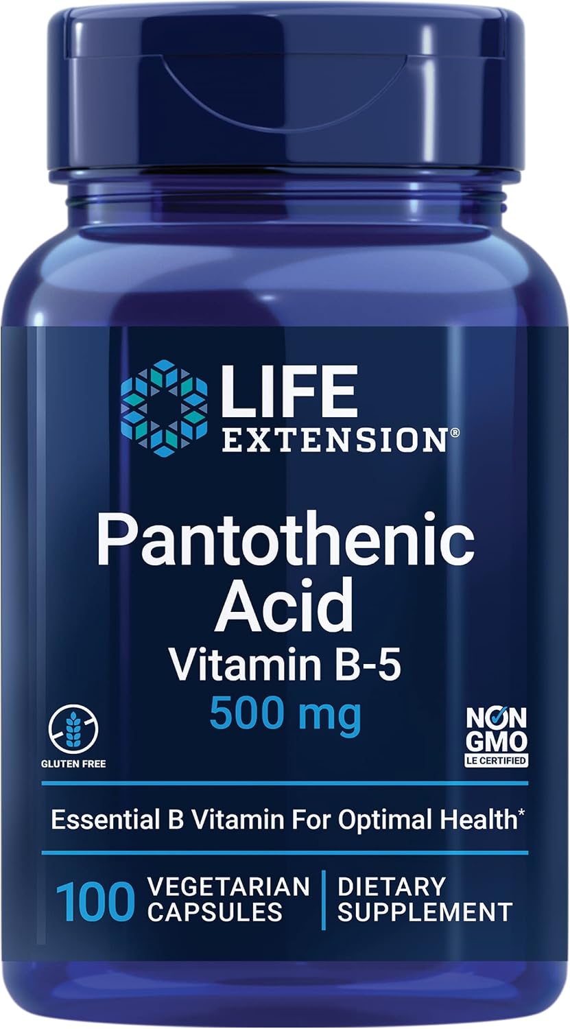 Life Extension Pantothenic Acid 500 mg, Vitamin B5 with Calcium, 100 Capsules - görsel 1