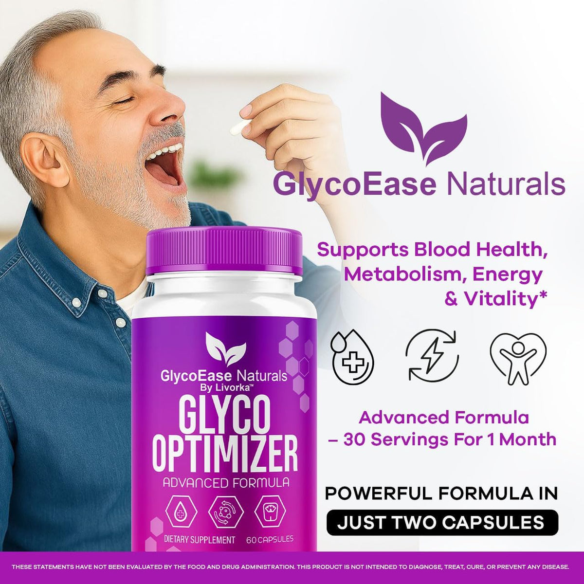 (3 Pack) GlycoEase Glyco Optimiser - Official GlycoEase Capsules Natural Supplement Support, Glycoease Premium Naturals, Glycoeas Advanced Formula Reviews, 180 Capsules for 3 Months - görsel 2