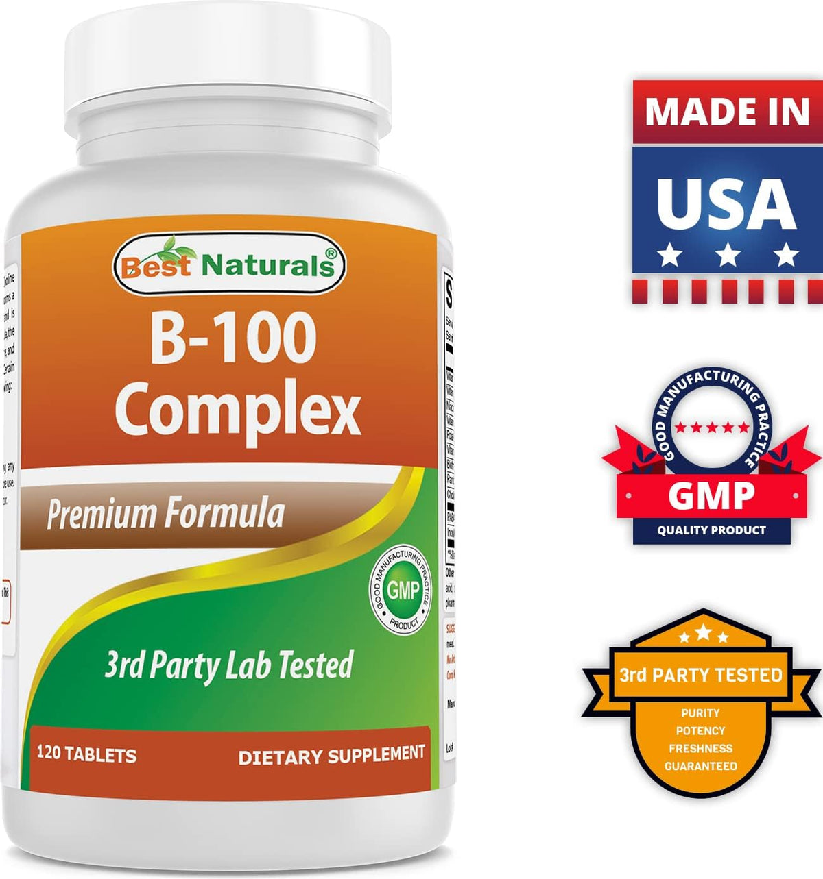 Best Naturals B-100 Complex for Adults, 120 Tablets - görsel 7