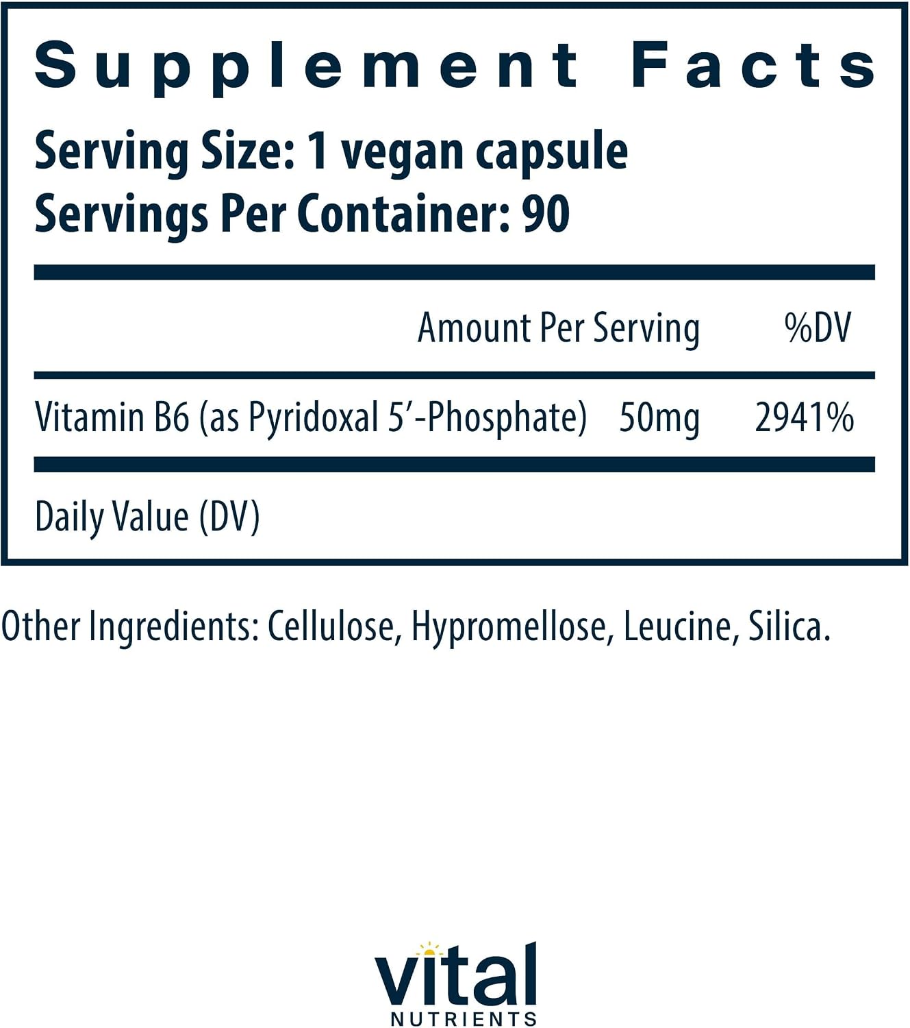 Vital Nutrients Pyridoxal-5 Phosphate - Activated Vitamin B6 - 90 Capsules - görsel 2