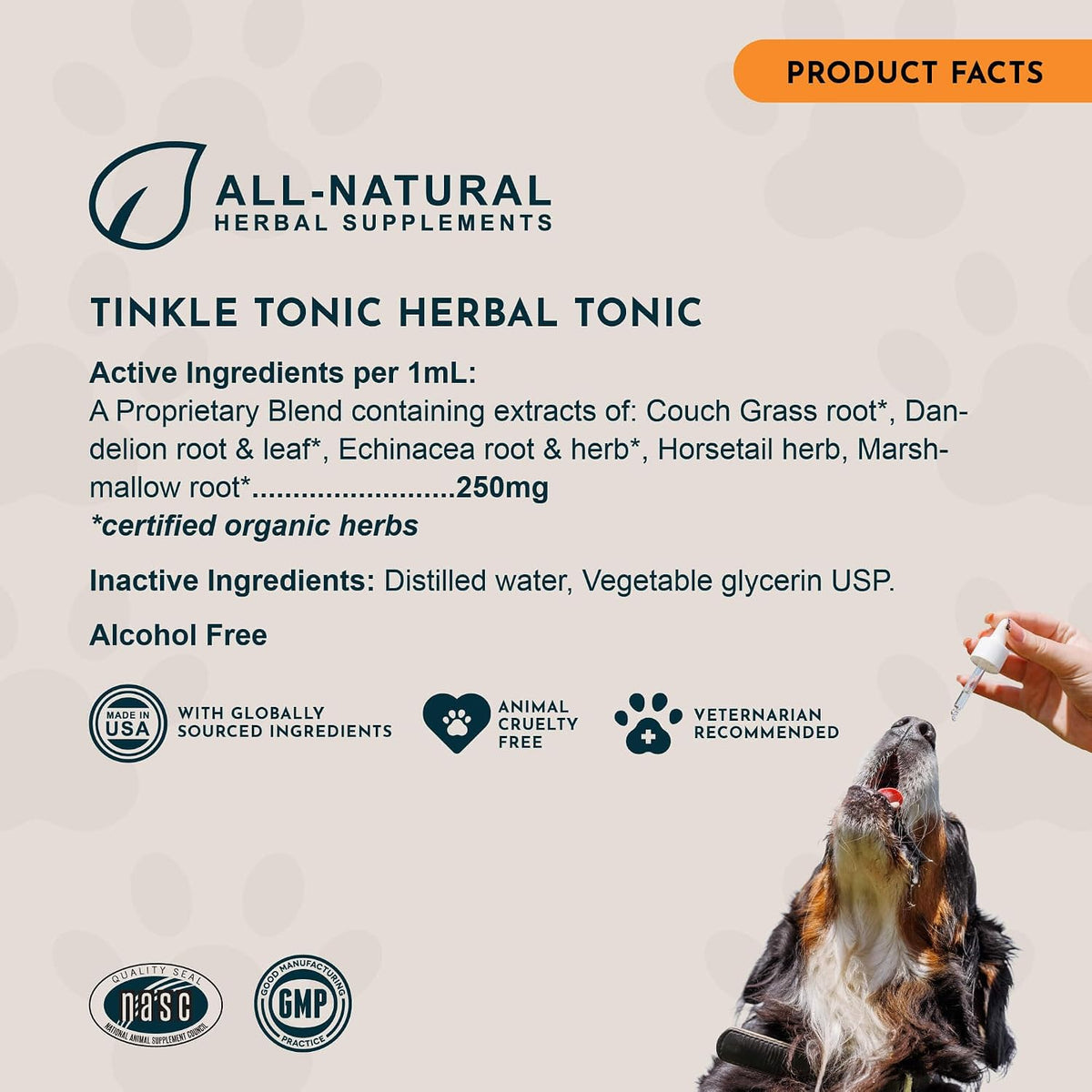 Animal Essentials Tinkle Tonic - Dog and Cat Urinary Tract Support, Kidney Supplement, Supports Urinary Tract, Bladder Health for Pets, with Marshmallow - 1 fl oz (29.5 ml) - görsel 6