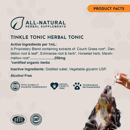Animal Essentials Tinkle Tonic for Dogs & Cats - Urinary Tract Support - 60 ml