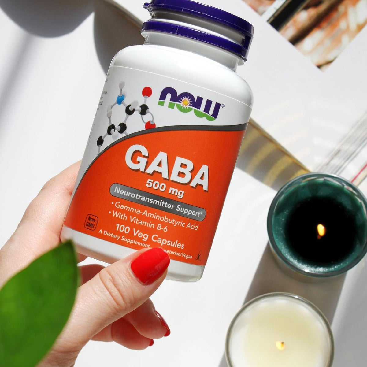 NOW GABA 500 mg, 100 Vegetable Capsules - görsel 6