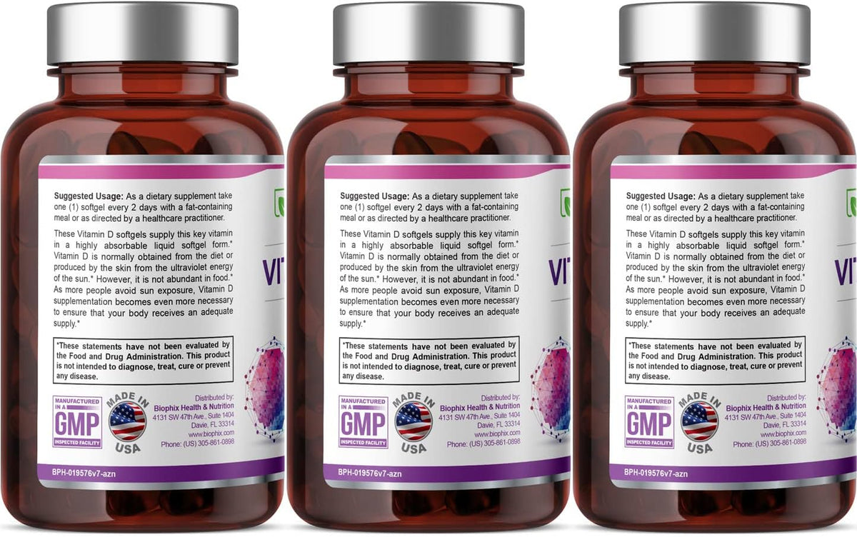 biophix Vitamin D3 10,000 IU – 380 Softgels, Pack of 3 - görsel 2
