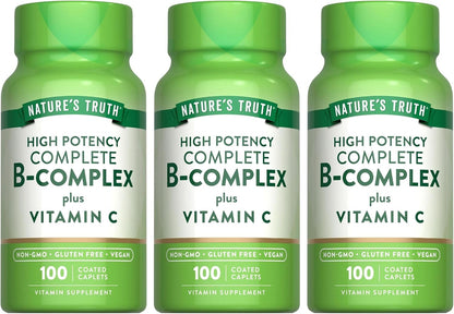 Nature's Truth B-Complex Plus Vitamin C, Time Released - 100 Tablets (Pack of 3)