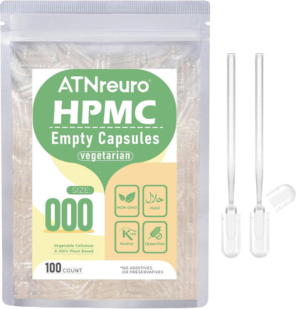 000 Empty Vegan Capsules with Micro Spoons - 500 Capsules