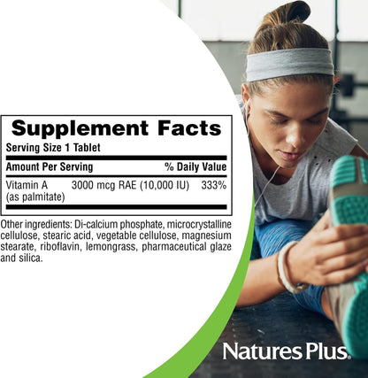 NaturesPlus Vitamin A 10,000 IU – Water-Dispersible Tablets for Vision, Skin and Immune Health