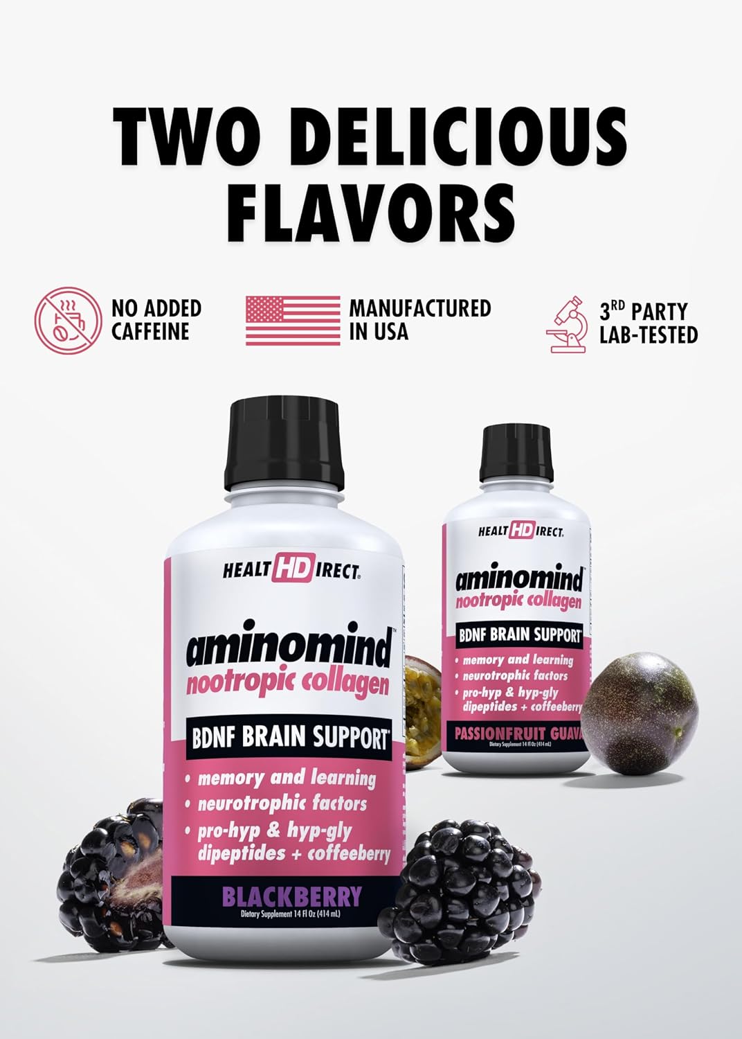 HEALTH DIRECT - AminoMind - Nootropic Collagen Supplement for Brain Health and BDNF - Pro-Hyp & Hyp-Gly Dipeptides, Coffeeberry Antioxidants - Blackberry - 414 ml (28 Servings) - görsel 7