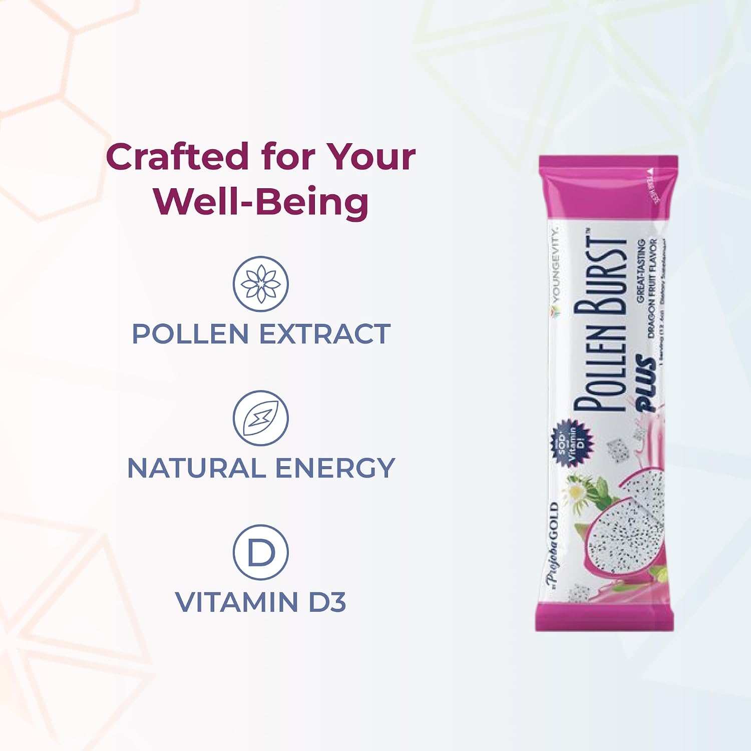 Youngevity ProJoba Pollen Burst™ Dragon Fruit - Natural Energy Supplement with Green Tea & Bee Pollen (30 Sticks) - görsel 5