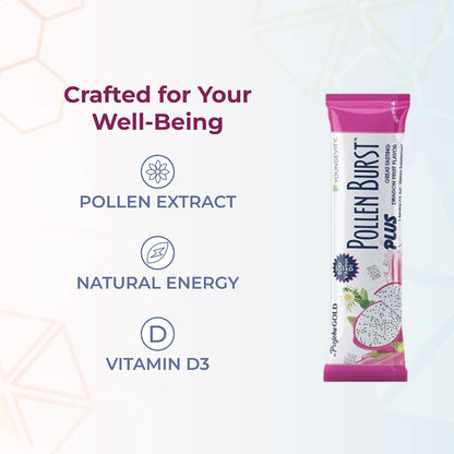 Youngevity ProJoba Pollen Burst™ Dragon Fruit - Natural Energy Supplement with Green Tea & Bee Pollen (30 Sticks)