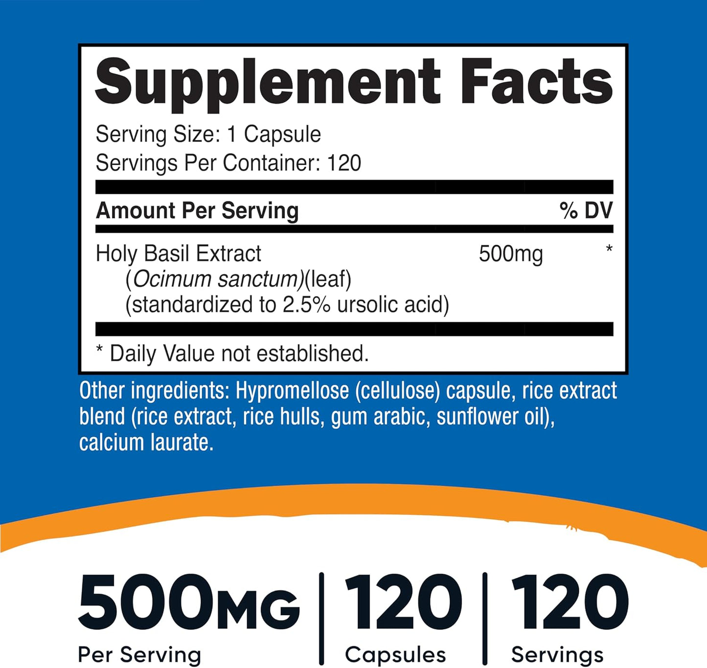 Nutricost Holy Basil Capsules 500mg, 120 Vegetarian Capsules – Gluten-free & Non-GMO - görsel 2