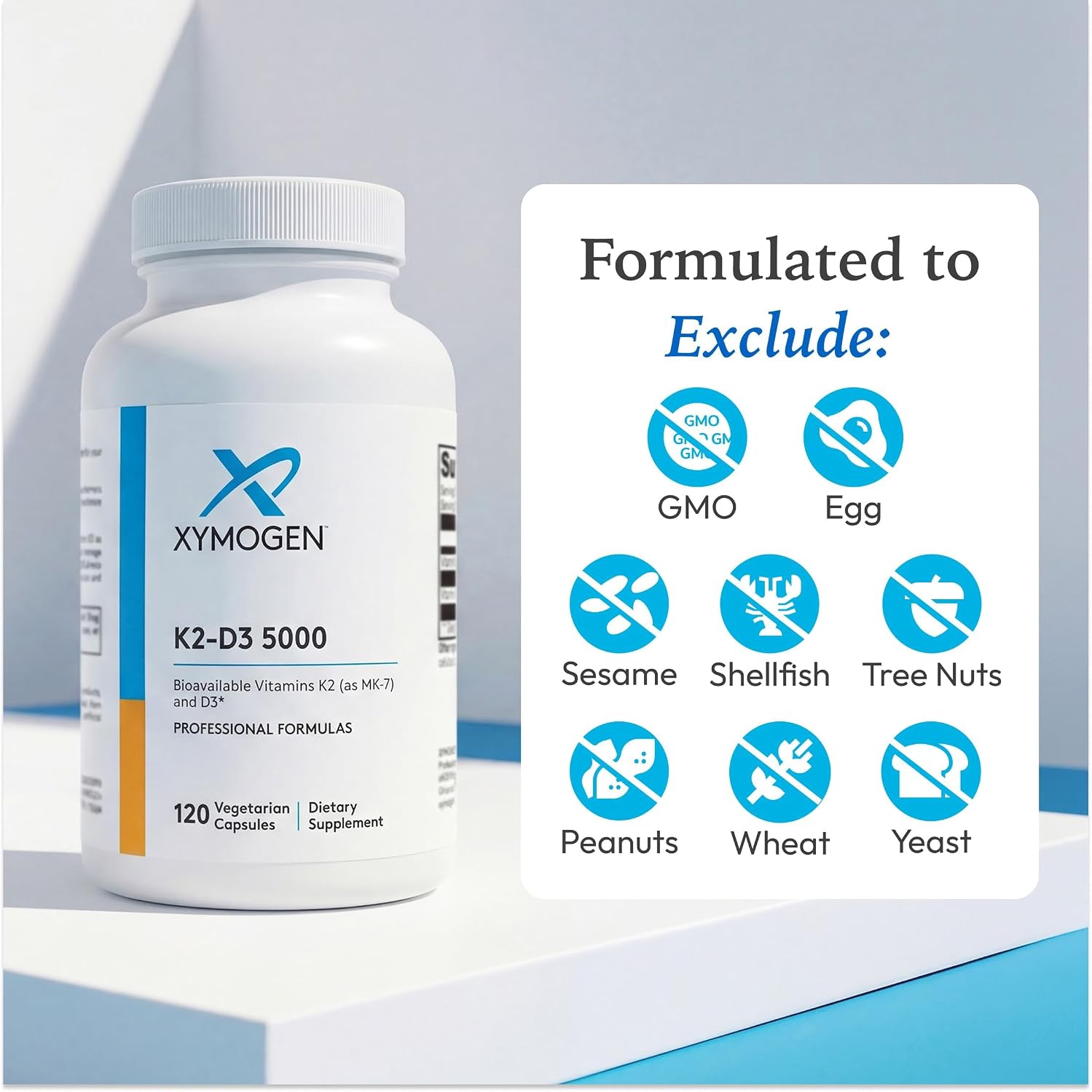 XYMOGEN K2-D3 5000 - Vitamin D3 and K2 Supplement, 120 Capsules - görsel 6