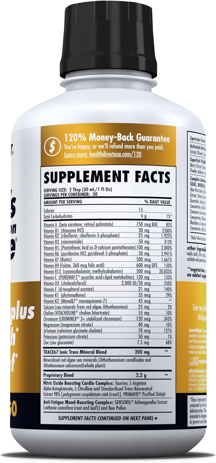 HEALTH DIRECT Nature's Optimal Nutrition Energise Liquid Multivitamin Superfood – Peach Mango, 30 Servings - görsel 5