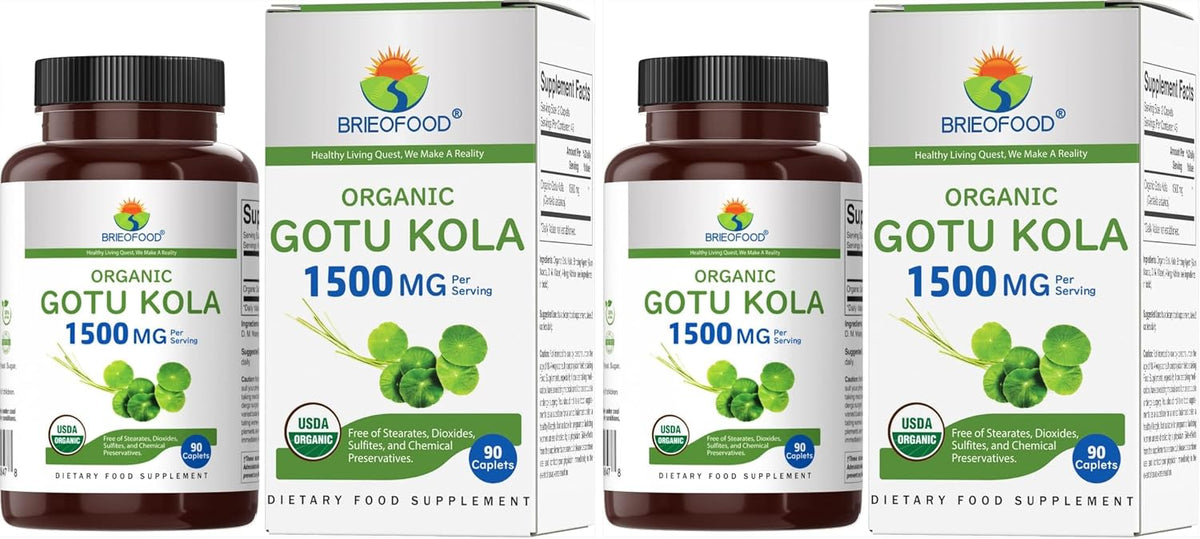 Brieofood Organic Gotu Kola 1500mg, 45 Servings, Vegetarian, Gluten-free, 90 Vegetarian Tablets - görsel 7