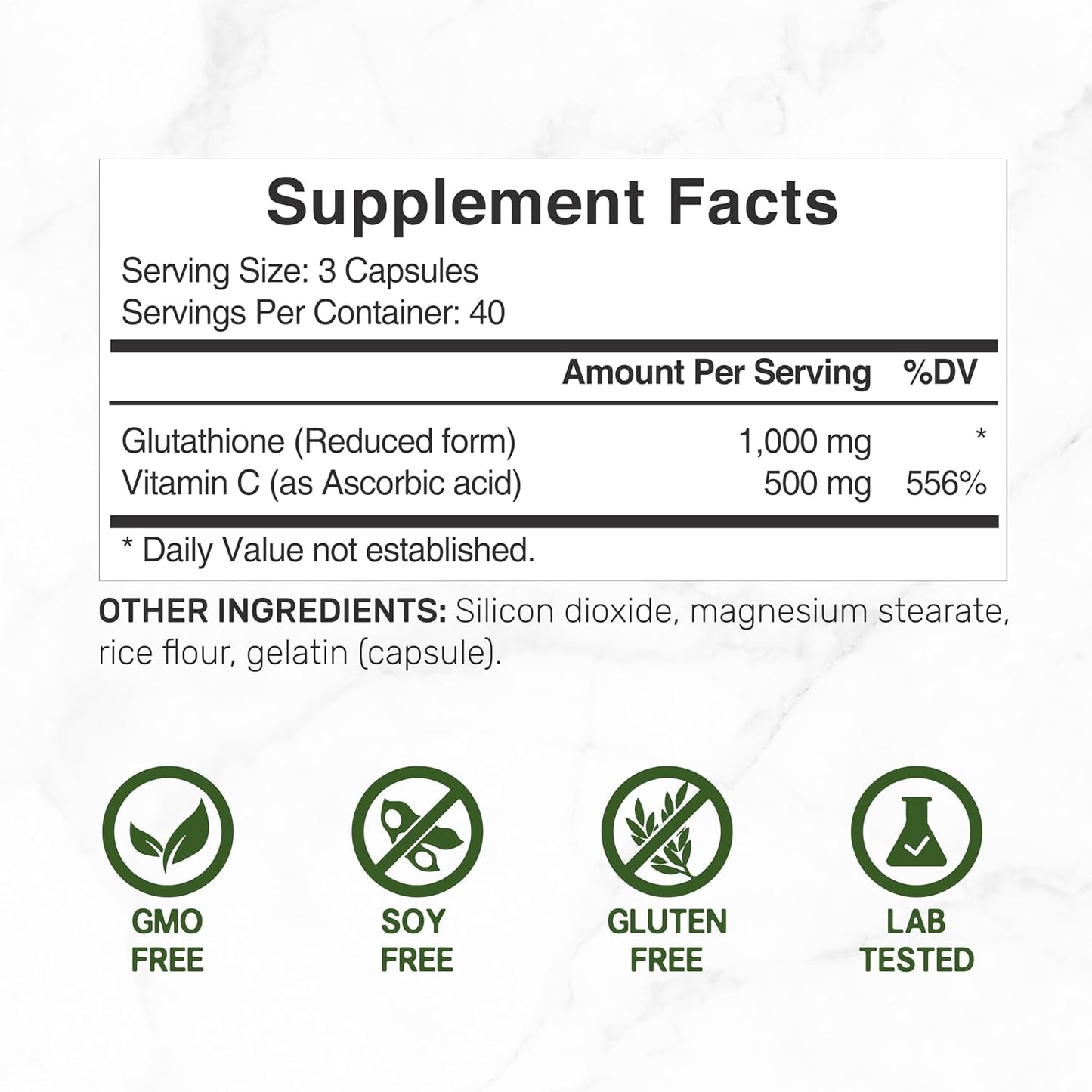 Glutathione Supplement 1,000mg Per Serving, 98% Purity | Plus Vitamin C 500mg, Active Reduced Form (GSH) – Intracellular Antioxidant, Supports Normal Immune Function & Antioxidant Defence - görsel 4