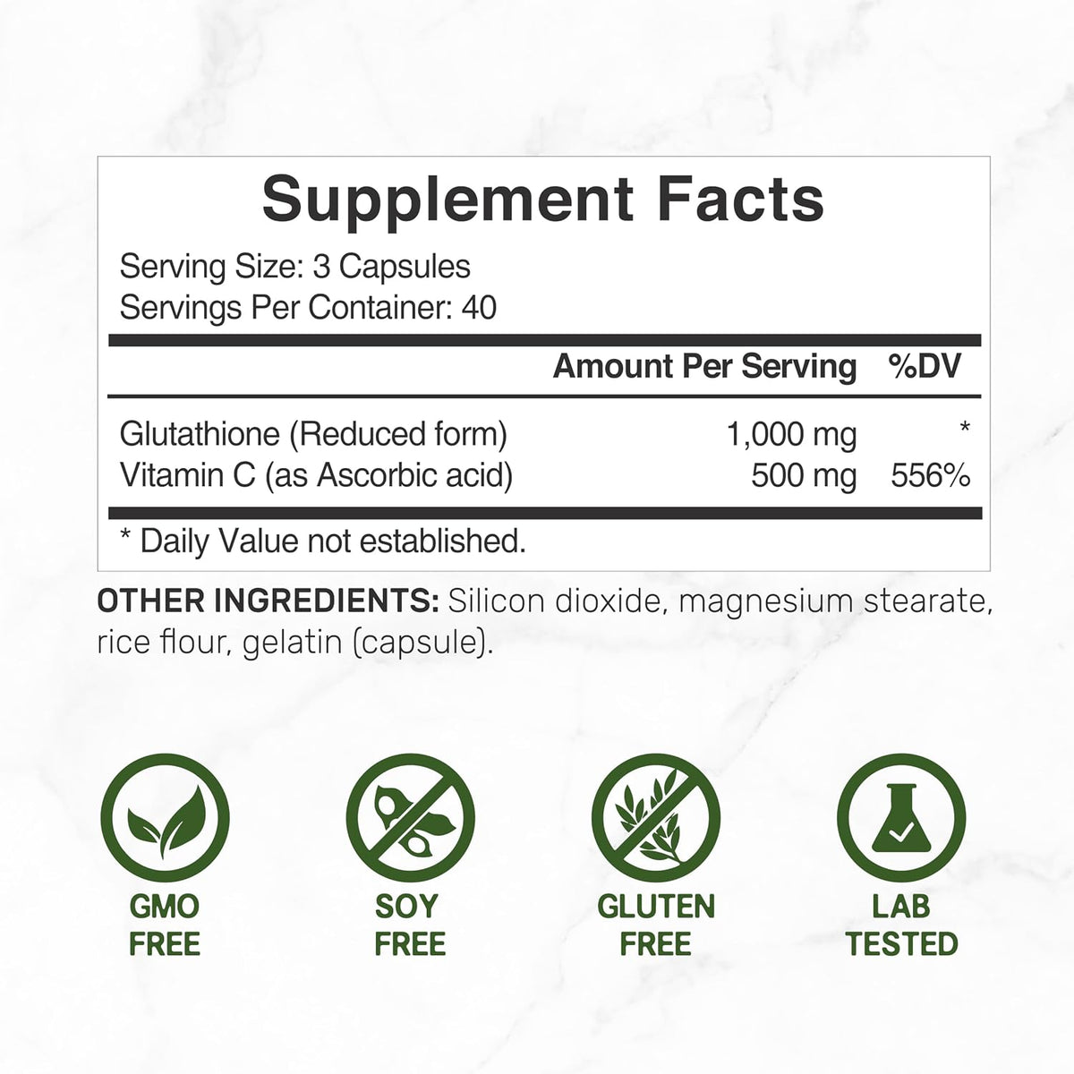 Glutathione Supplement 1,000mg Per Serving, 98% Purity | Plus Vitamin C 500mg, Active Reduced Form (GSH) – Intracellular Antioxidant, Supports Normal Immune Function & Antioxidant Defence - görsel 4