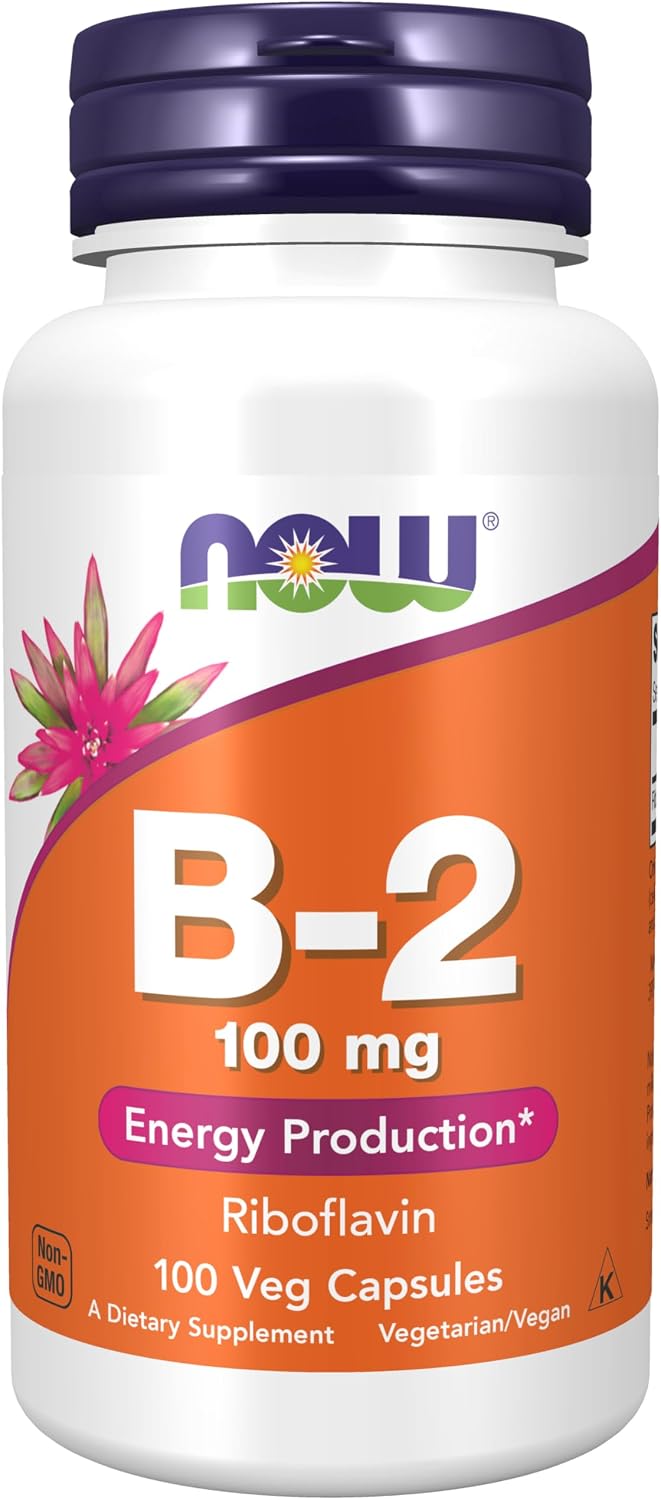 NOW Supplements, Vitamin B2 (Riboflavin) 100 mg, Energy Metabolism*, 100 Veg Capsules - görsel 1