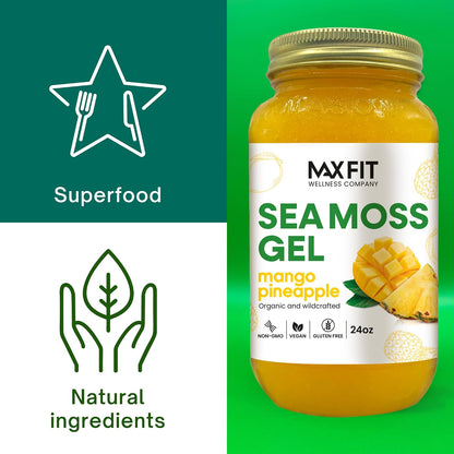 Sea Moss Gel Organic Wildcrafted Gold from Saint Lucia | 92 Vitamins and Minerals | Pure Raw+Non-GMO | Vegan Superfood