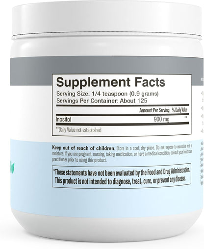 FREEDA Pure Myo-Inositol Powder – Unflavoured Single-Ingredient Inositol – 900 mg per Serving – 4 oz (113 g)