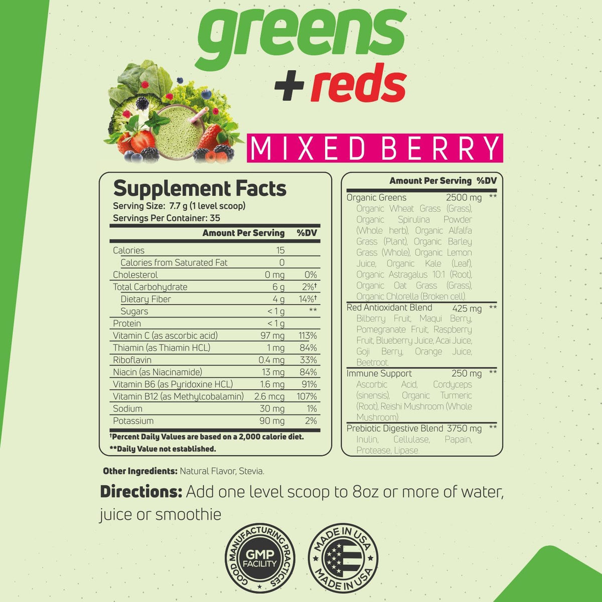 Forzagen Vegan Greens & Reds Superfood Powder - Organic Super Greens Powder, Premium Vegetable Powder Supplement, 35 Servings – Image 3