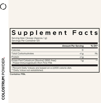 Codeage Bovine Colostrum Powder, 1000 mg, Grass-Fed, 4.3 oz (122 g)