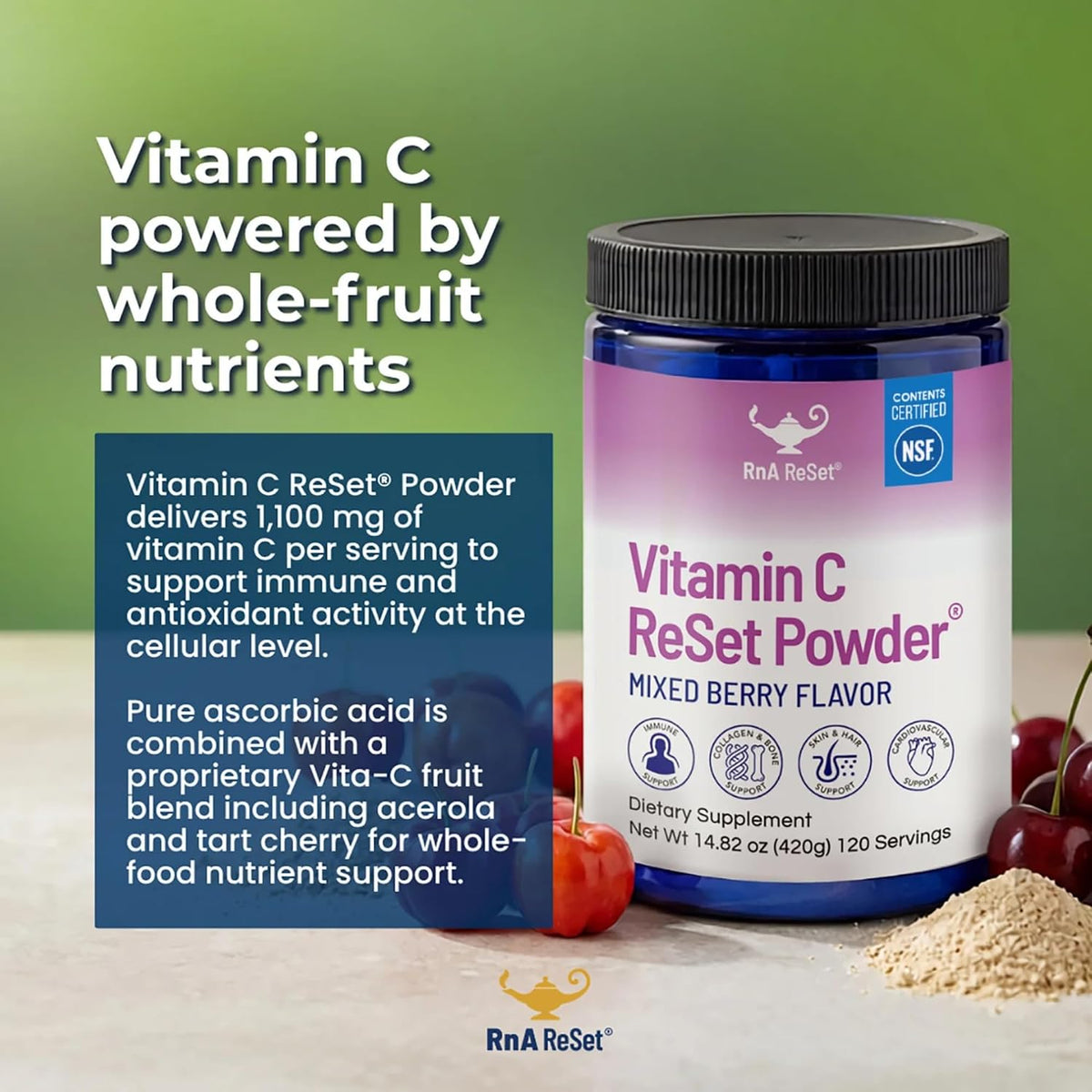 RnA ReSet Vitamin C Reset – Berry-Flavoured Vitamin C Powder with Potassium & Fruit Blend, NSF Contents Certified, 420 g (120 Servings) - görsel 5