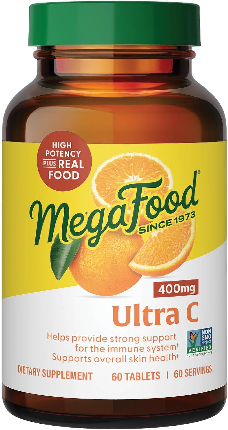 MegaFood Ultra C 400 mg – Vegan Vitamin C Immune Support Supplement with Real Food (60 Tablets) - görsel 1