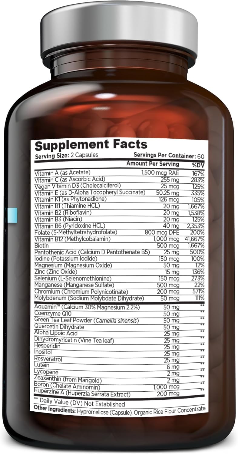 OmniBiotics Ultimate Daily Multivitamin for Women & Men – 34 Essential Nutrients – 120 Vegan Capsules - görsel 2