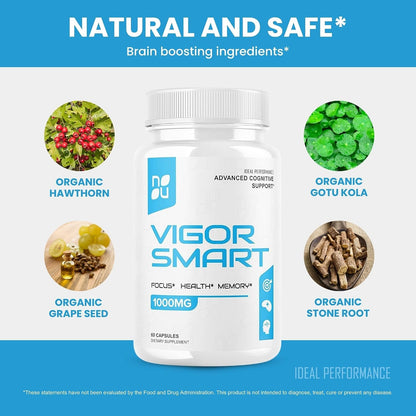 Vigour Smart Brain Booster Capsules – Advanced Cognitive Focus Support (5 Pack, 300 Capsules)