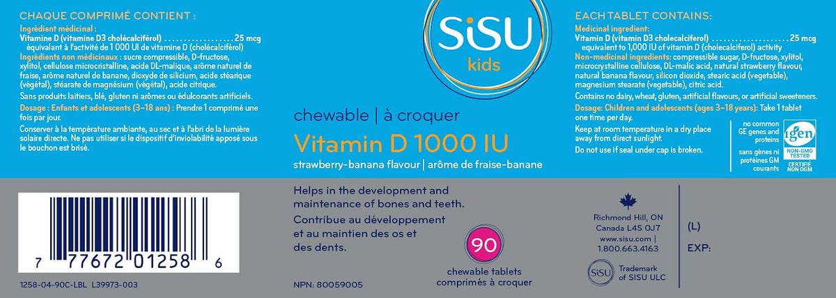 SISU Children's Vitamin D 1000 IU, 90 Chewable Tablets - görsel 2