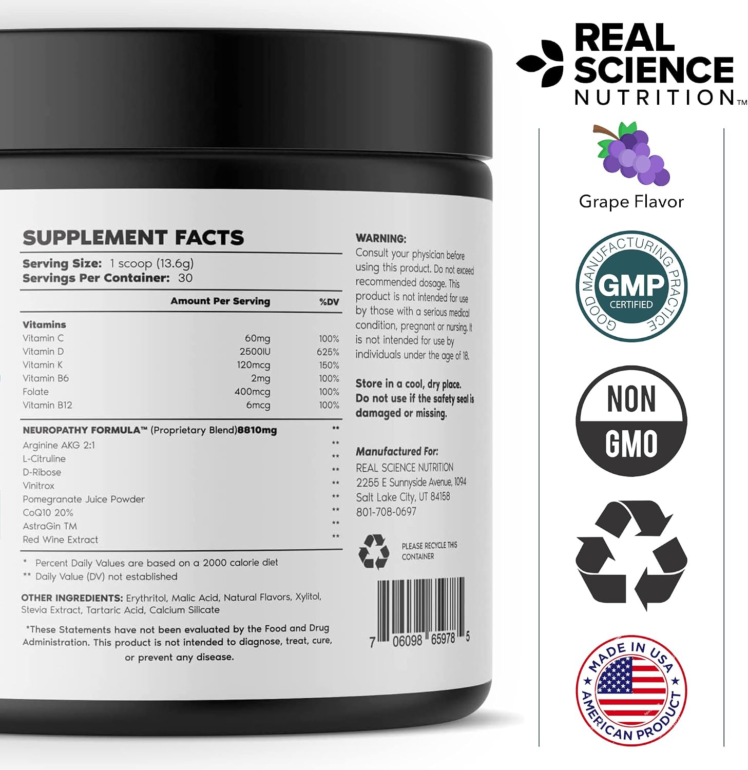 Real Science Nutrition Neuropathy Miracle - Natural Powder Supplement to Support Circulation and Nerve Health - görsel 9