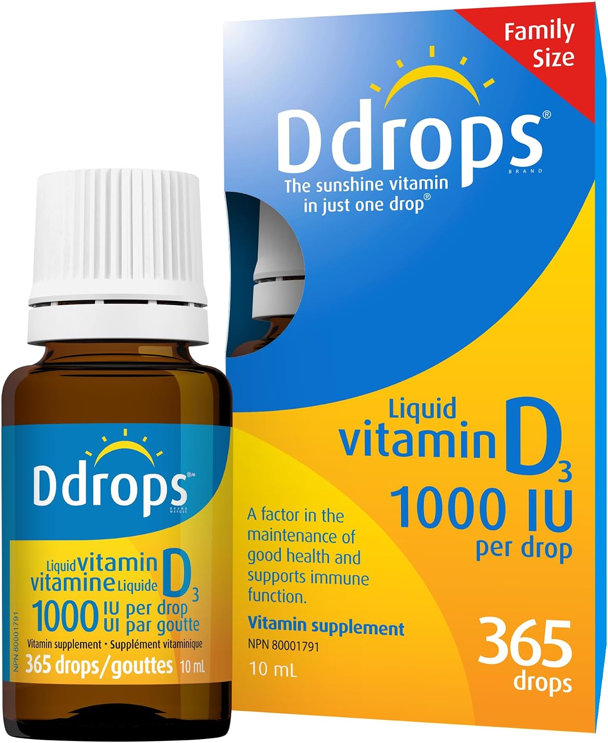 Ddrops Adults 1000 IU Vitamin D3 Liquid Drops, 365 Doses - görsel 1