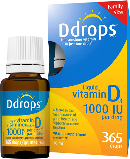 Ddrops Adults 1000 IU Vitamin D3 Liquid Drops, 365 Doses