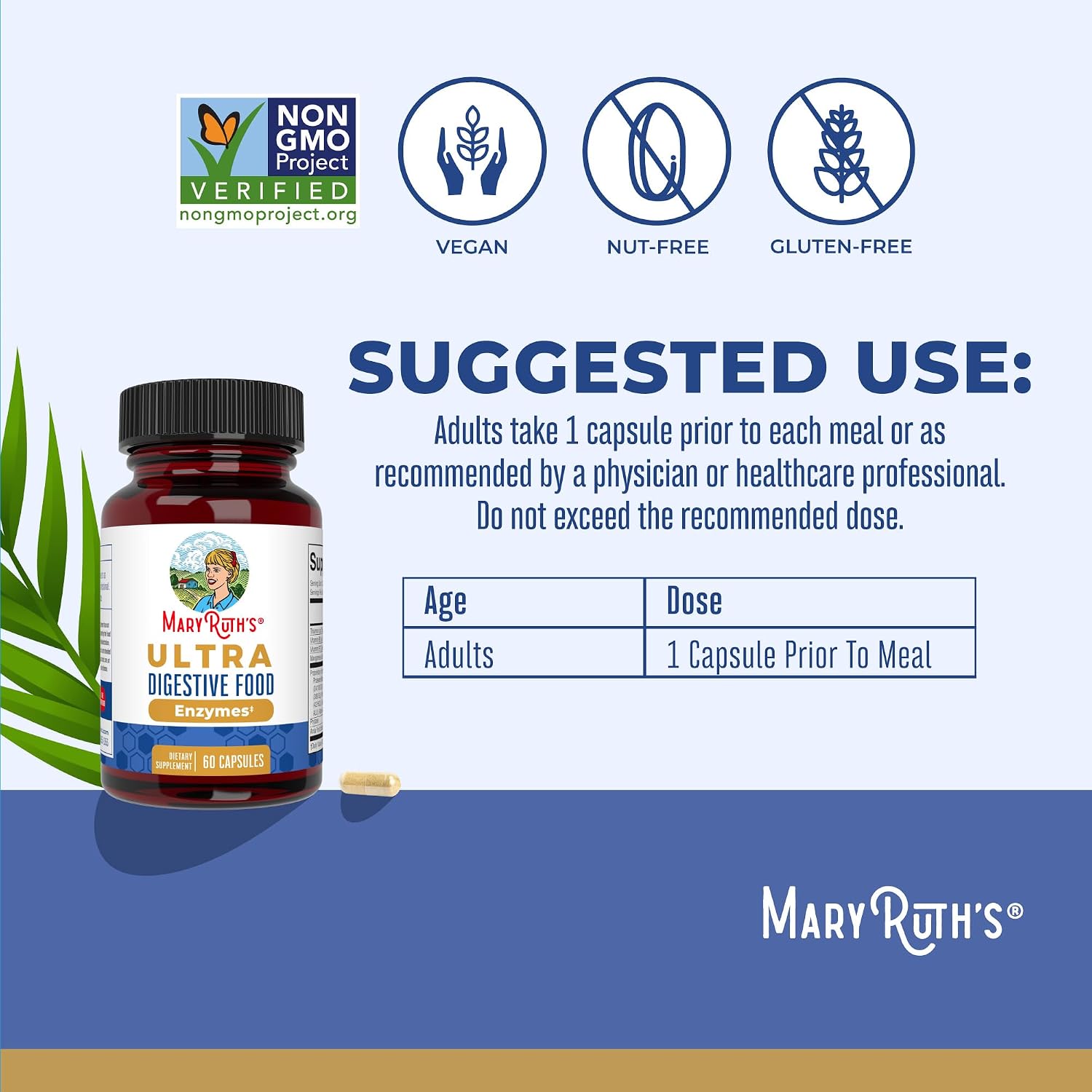 MaryRuth's Ultra Digestive Enzymes | Gut Health Supplement | 60 Capsules - görsel 3