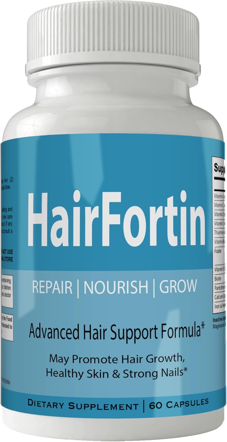 Hairfortin Advanced Hair Growth Vitamins and Minerals – Extra Strength Formula for Hair, Skin, and Nails with Biotin – Gluten-free, 60 Capsules - görsel 1