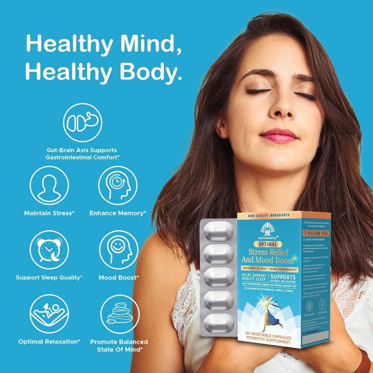 Optimal Stress Relief Supplement – Mood Support, Sleep Aid, Ashwagandha KSM-66, Probiotics for Gut Health – 60-Day Supply (2 Pack) - görsel 6