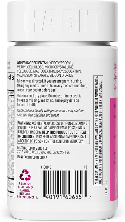 Habit Women's Multi Supplement 2 Pack - 120 Capsules, 23 Essential Vitamins & Minerals, Non-GMO