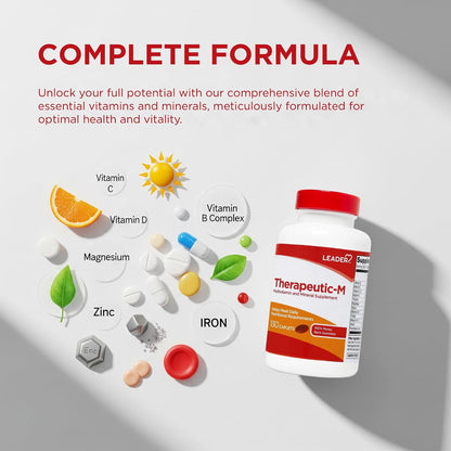 Leader Therapeutic-M Multi-Mineral Caplets – Comprehensive Daily Nutritional Support, 130 Caplets