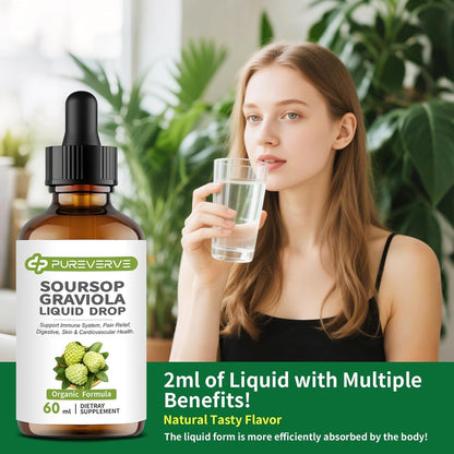 Soursop Graviola Liquid Drop for Cell Support & Regeneration, Immune System and Gut Health Support, Soursop Bitters Liquid, Herbal Goodness, Sugar/Gluten-free, Natural Flavour, 118 ml (4 fl oz), 2 Pack