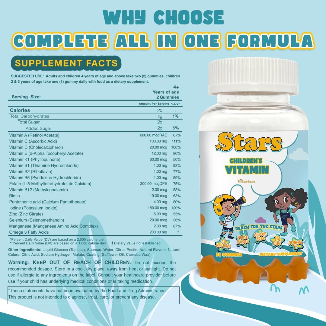 Vitastars Kids Multivitamin Gummies with Omega-3, 60 Gummies - görsel 5