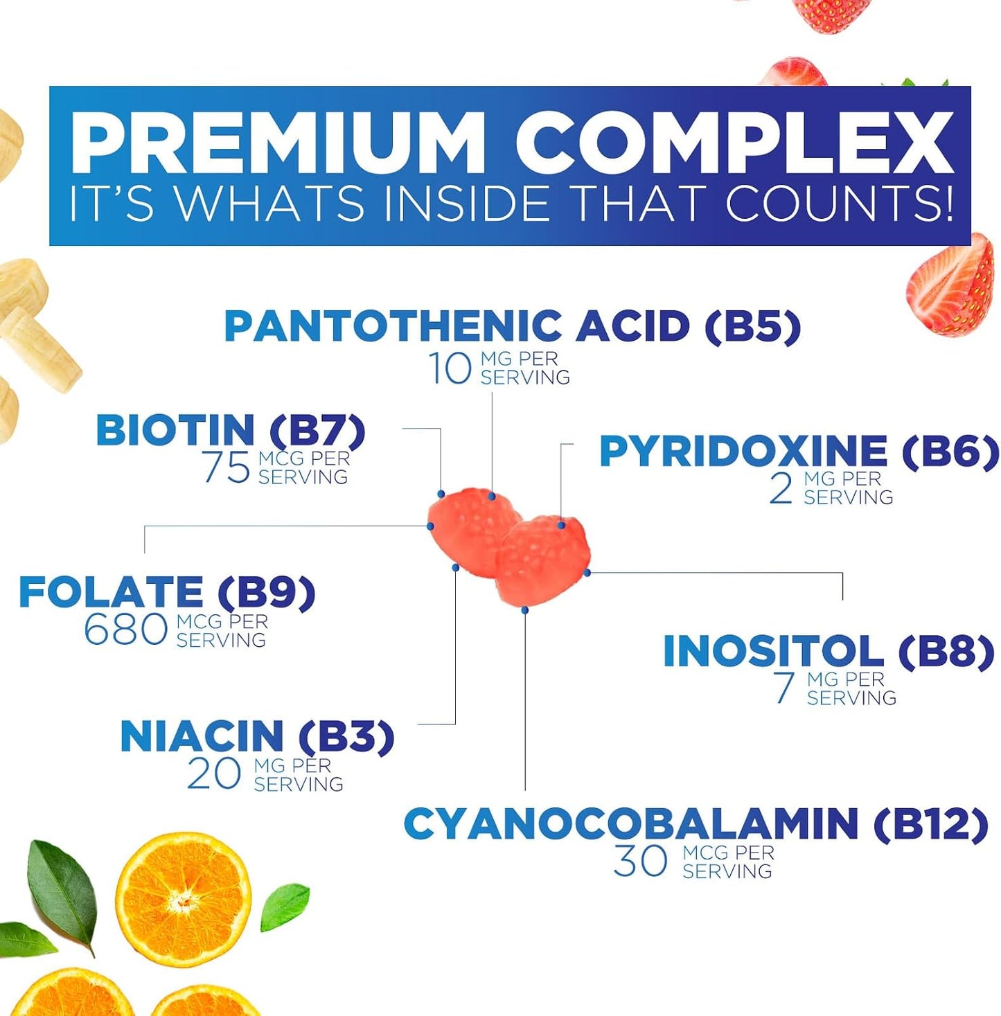 Nature's Nutrition Vitamin B Complex Gummies - Extra Strength with Vitamin C, Energy & Immune Support - 60 Gummies - görsel 3