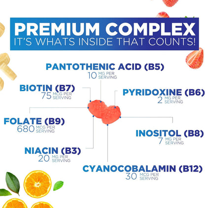 Nature's Nutrition Vitamin B Complex Gummies - Extra Strength with Vitamin C, Energy & Immune Support - 60 Gummies