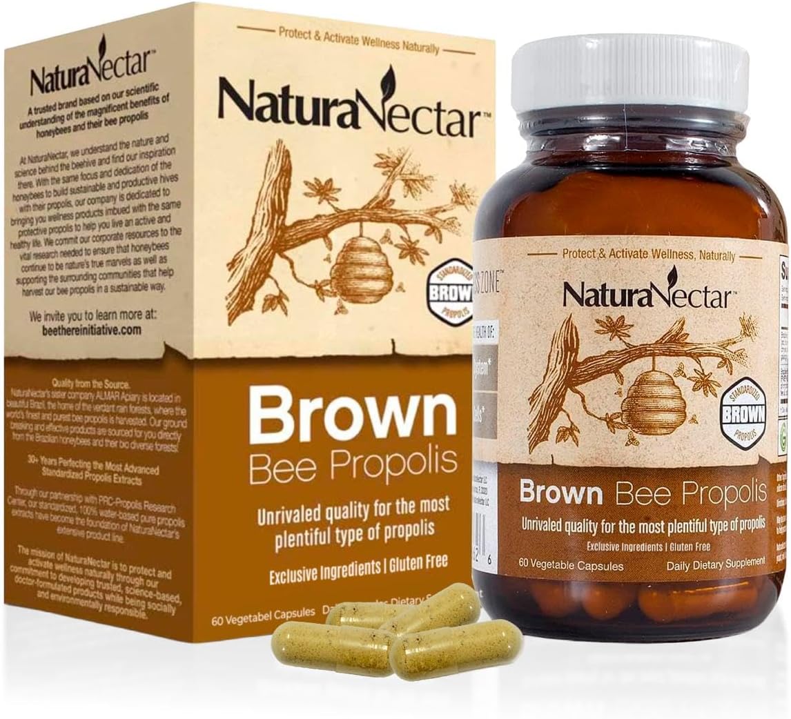 NaturaNectar Brown Bee Propolis – NSF Certified – 60 Capsules - görsel 1