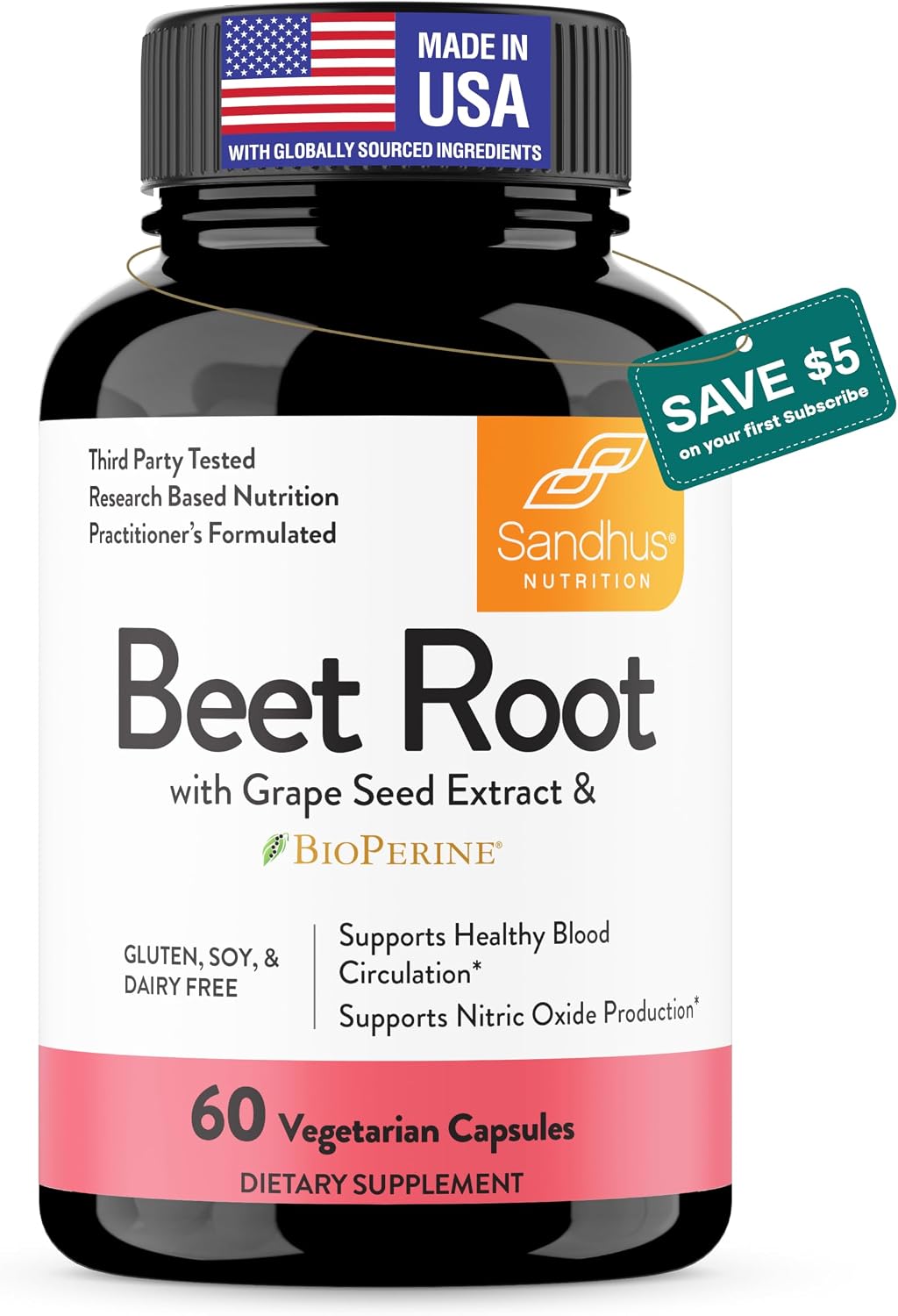 Sandhu's Beetroot Capsules 1200mg with BioPerine and Grape Seed Extract – 60 Capsules - görsel 1