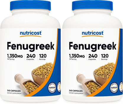 Nutricost Fenugreek Seed 1350mg, 240 Capsules (3 Bottles) – Gluten-Free, Non-GM
