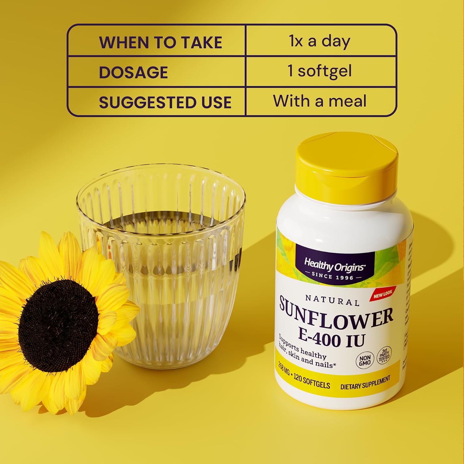 Healthy Origins Sunflower Vitamin E-400 IU - 120 Softgels - görsel 5